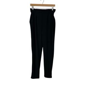 Shosho Trousers Pants Womens Large Black Paperbag Waist Pleated Pockets